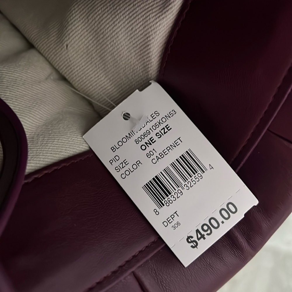 Themoirè Kore Burgundy Vegan Nappa Quilted Tote with Pouch & Dust Bag - Picture 9 of 15